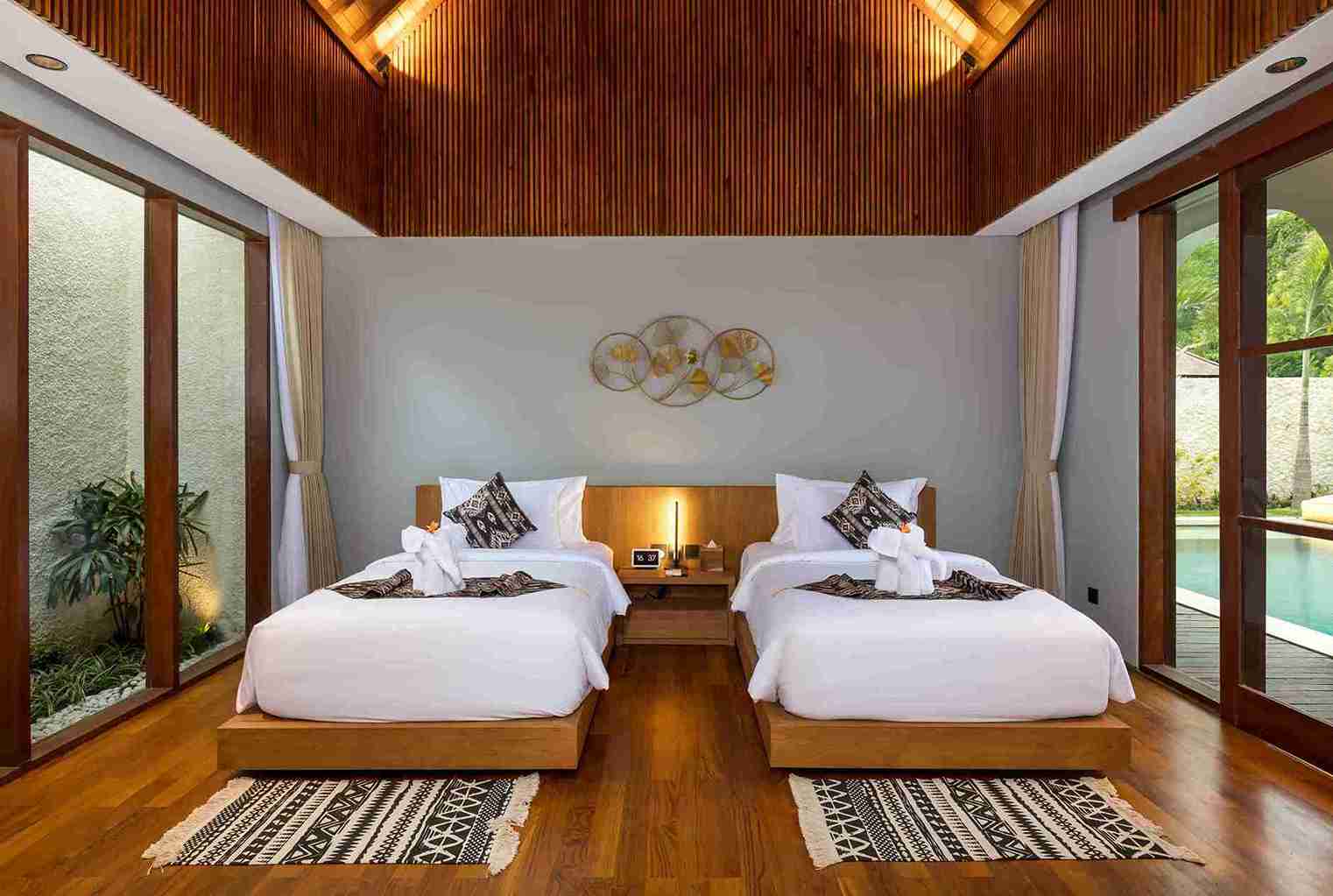 Our Garden Suites feature a king size bed, walk-in wardrobe, luxury bathroom and living area with bespoke work desk.